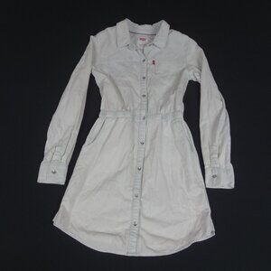 LEVI'S LEVI STRAUSS GIRLS OFF WHITE LONG SLEEVE DENIM DRESS MEDIUM 10-12 L403